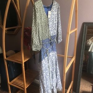 Ann Taylor Multi-Floral Wrap Midi Dress